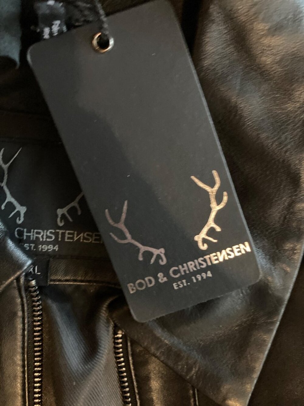 Bod & Christensen Laser-Cut Black Leather Jacket Floral Design Size XL New - Picture 3 of 6